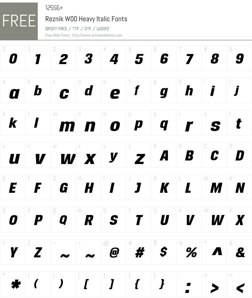 ReznikW00-HeavyItalic Font Screenshots