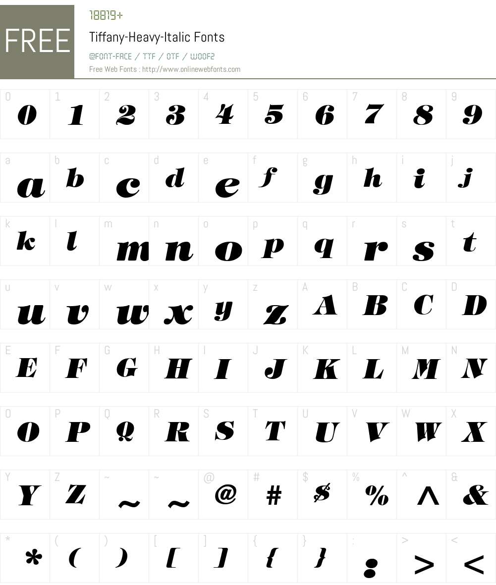 Tiffany-Heavy-Italic Font Screenshots