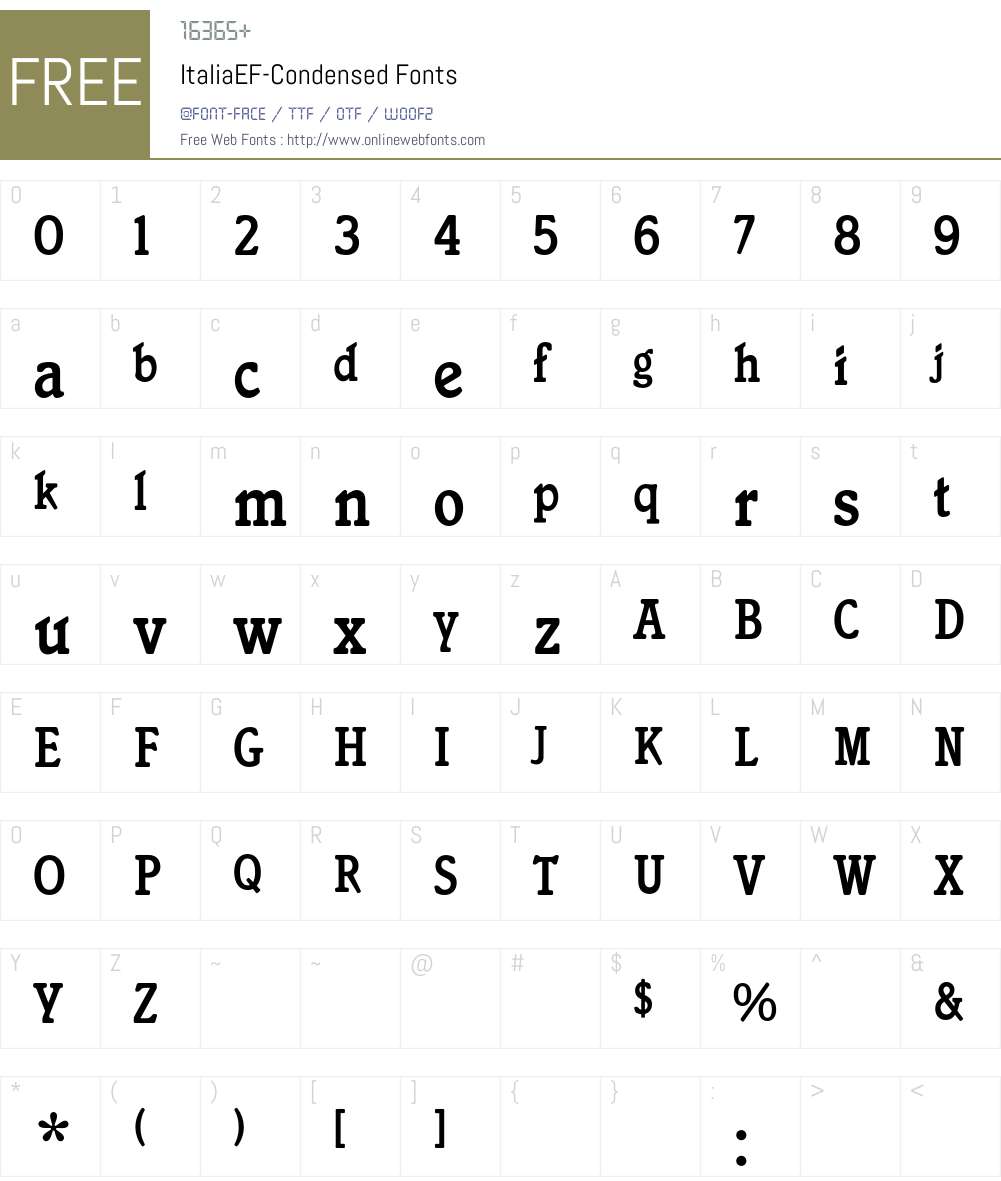 ItaliaEF-Condensed Font Screenshots