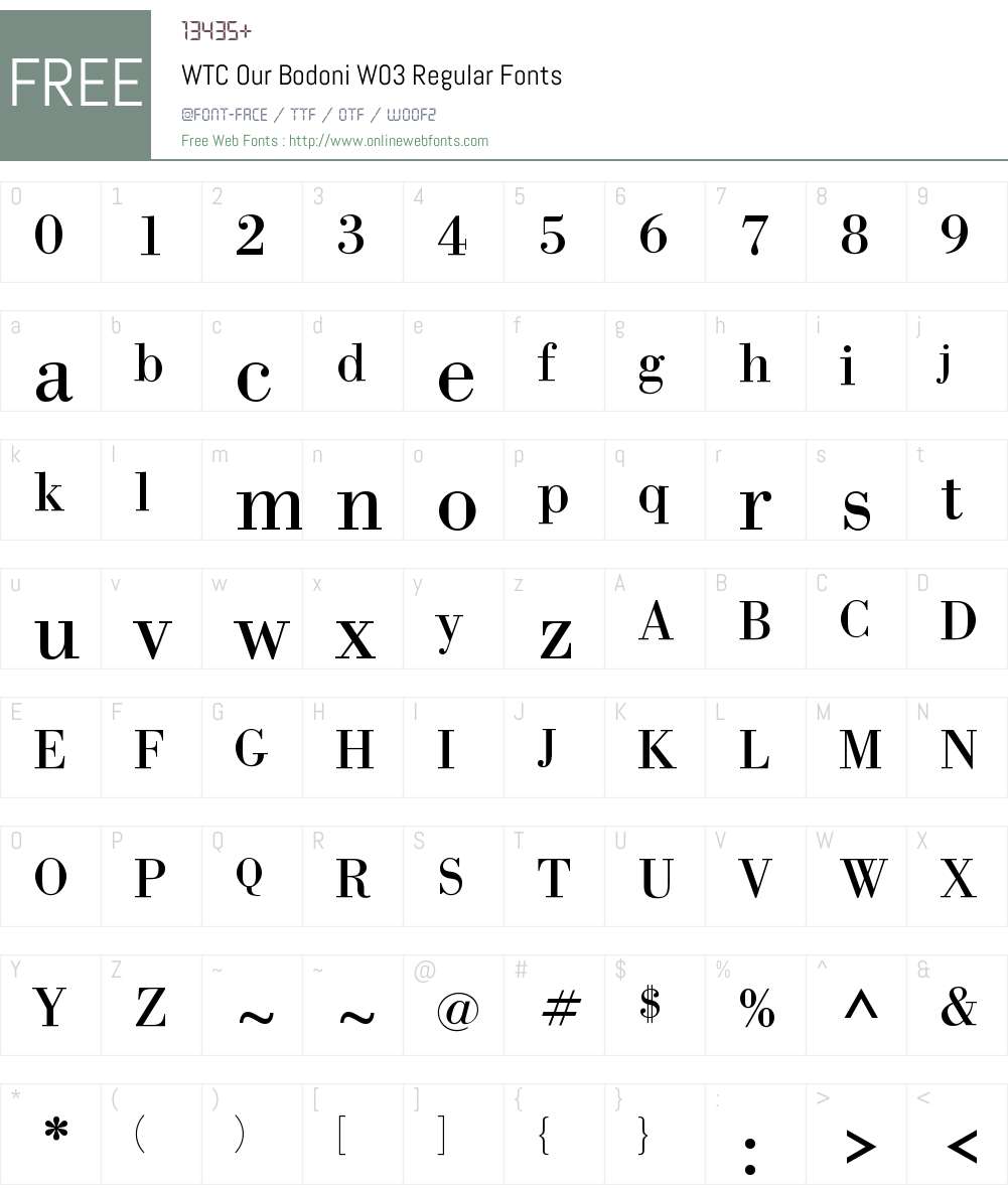 WTC Our Bodoni Font Screenshots