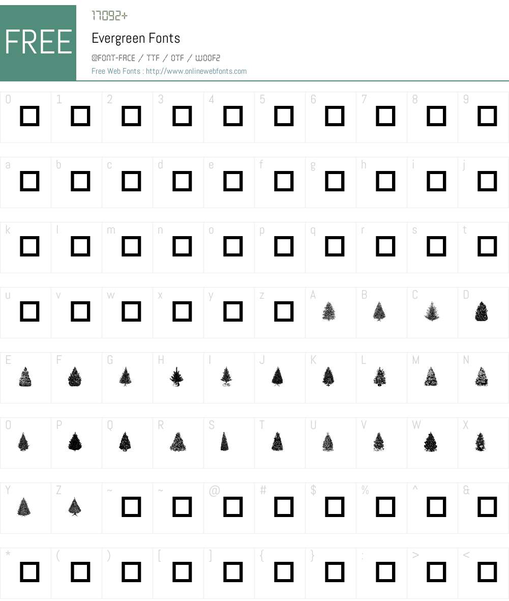Evergreen Font Screenshots
