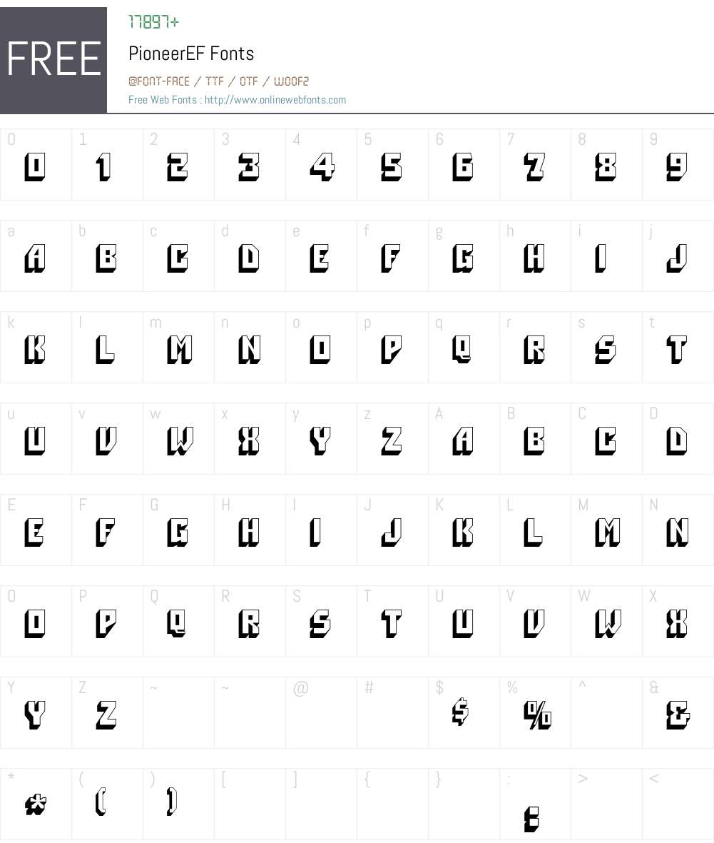 PioneerEF Font Screenshots
