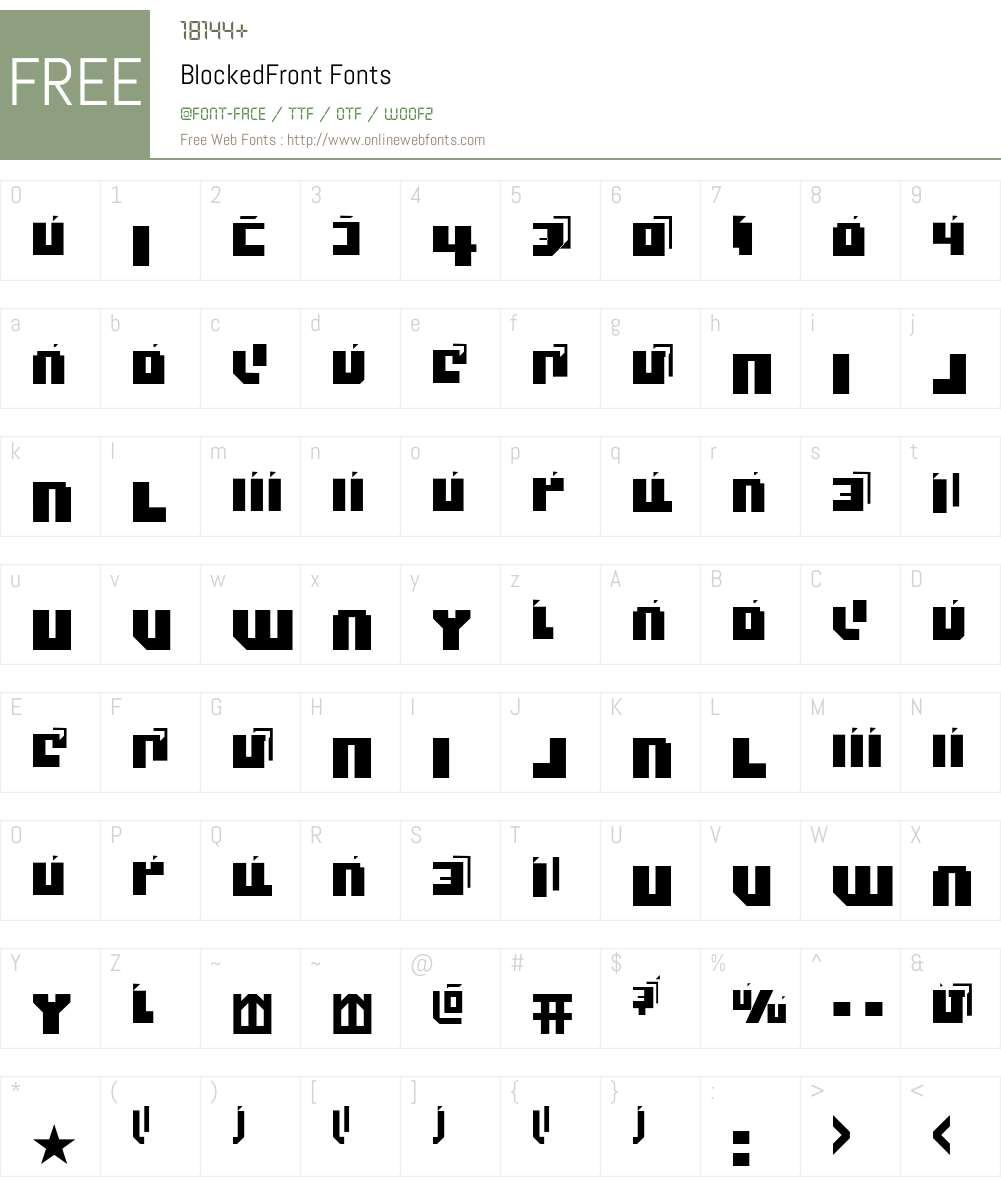 BlockedFront Font Screenshots