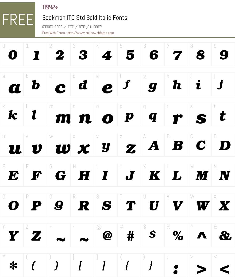 Bookman ITC Std Font Screenshots