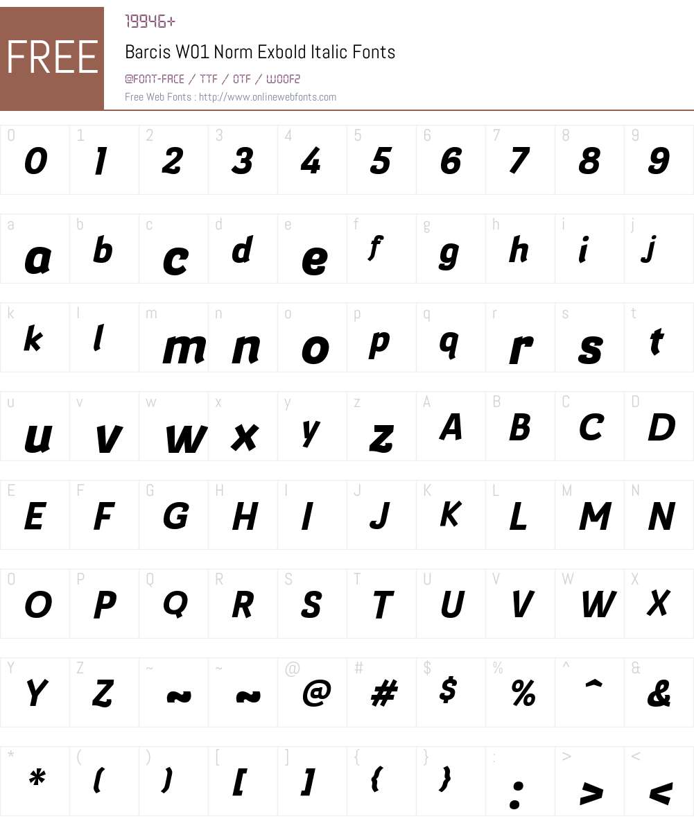BarcisW01-NormExboldItalic Font Screenshots