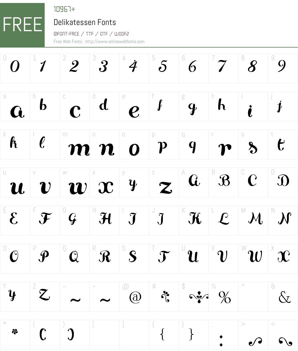 Delikatessen Font Screenshots