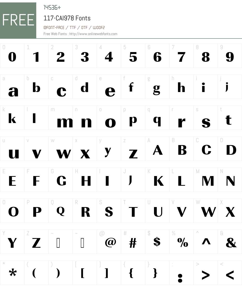 117-CAI978 Font Screenshots