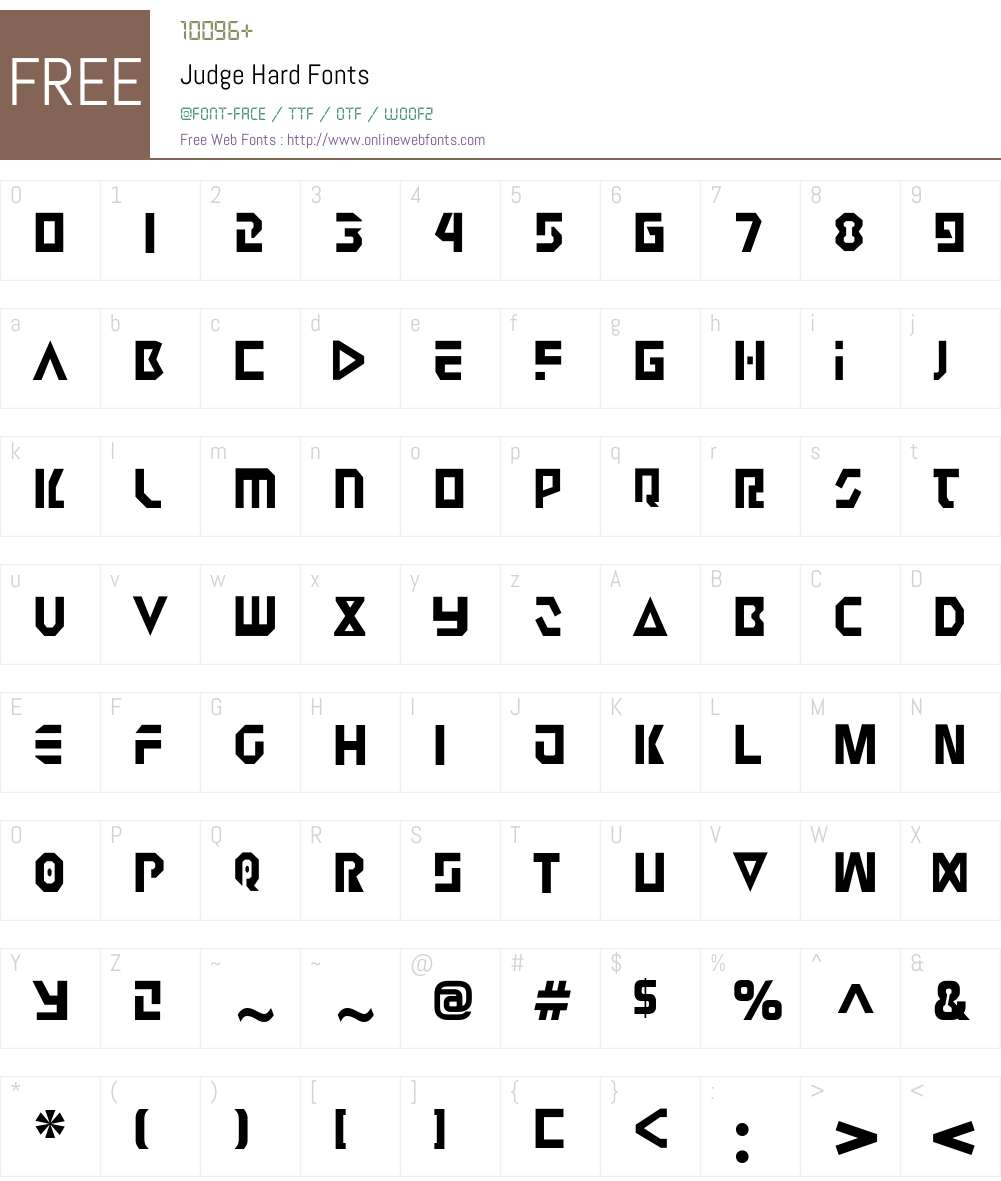 Judge Hard Font Screenshots