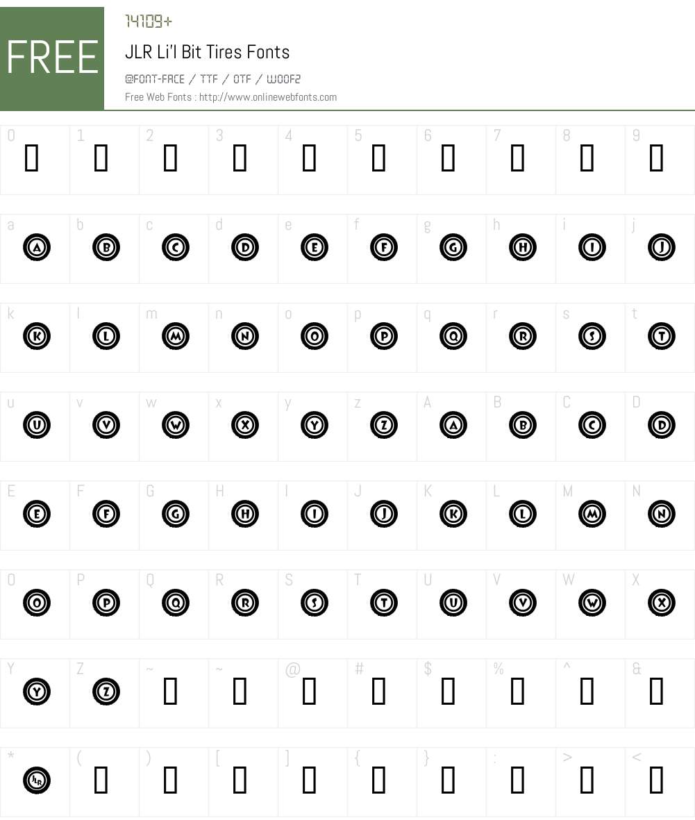 JLR Li'l Bit Tires Font Screenshots