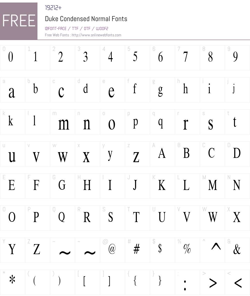 Duke Condensed Font Screenshots