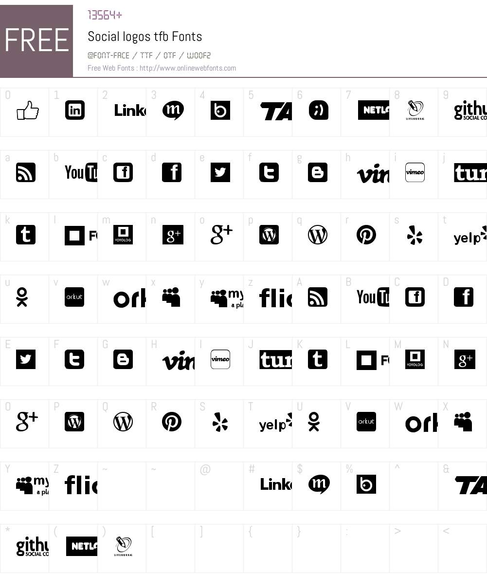 Social logos tfb Font Screenshots