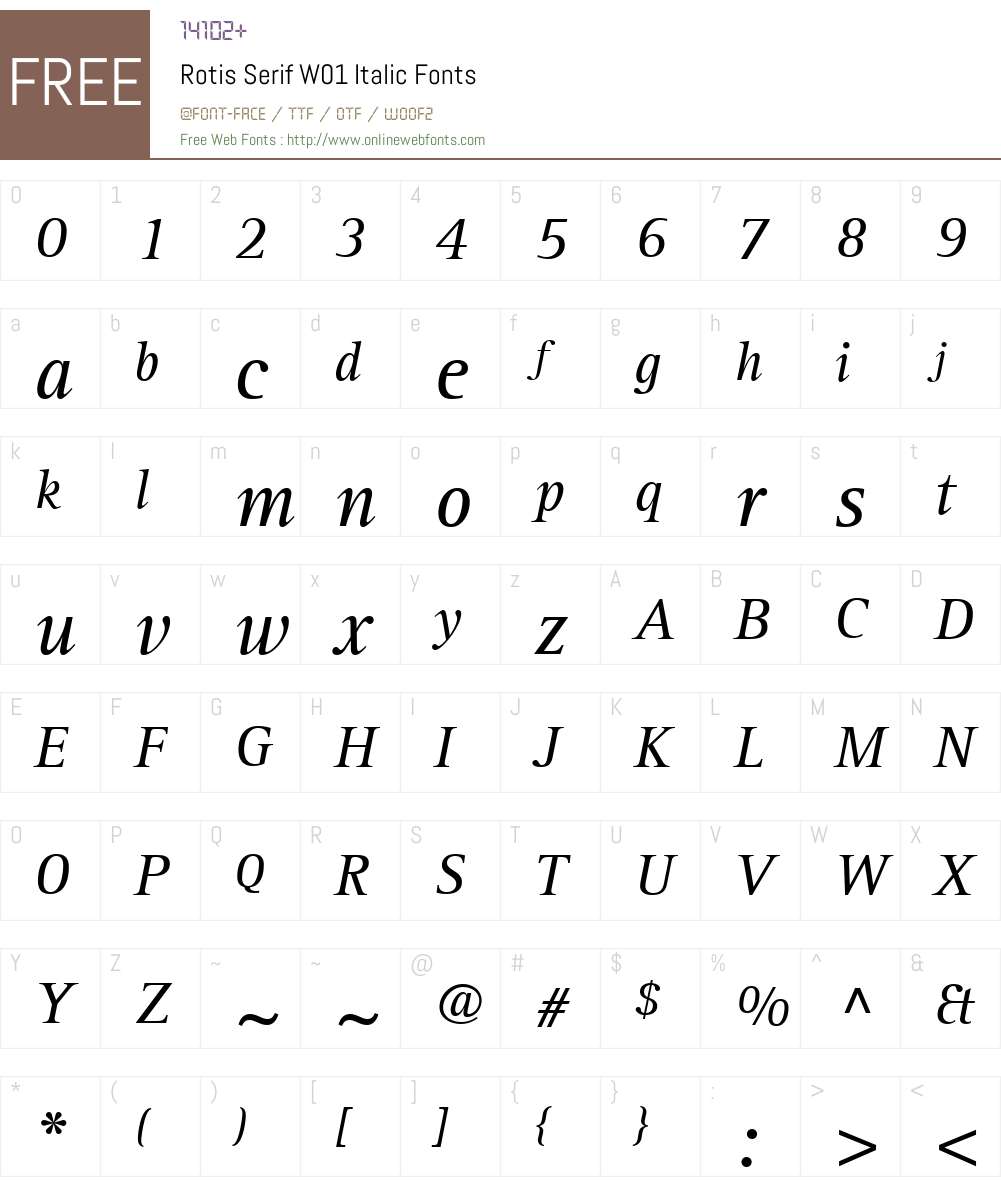 RotisSerifW01-Italic Font Screenshots