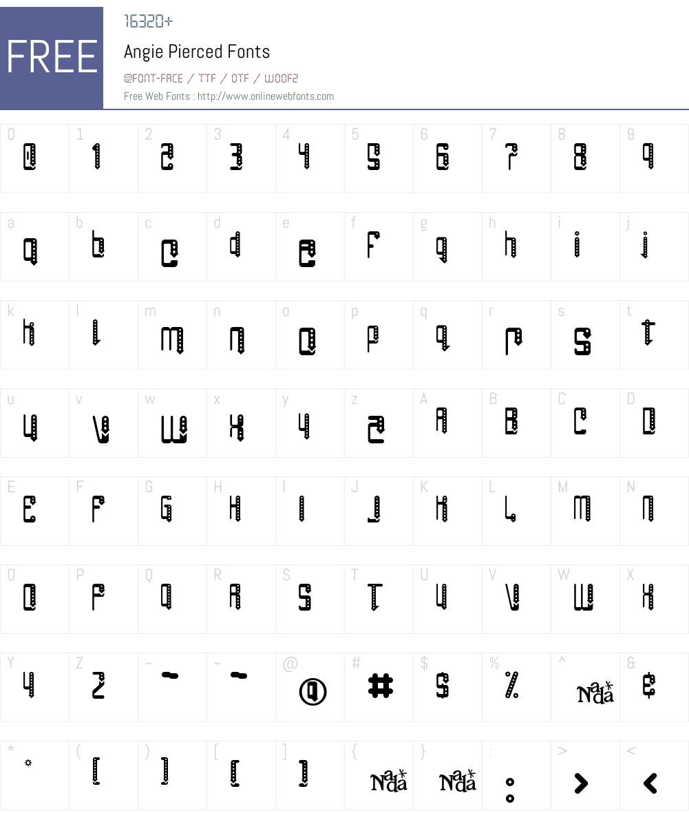 Angie Pierced Font Screenshots