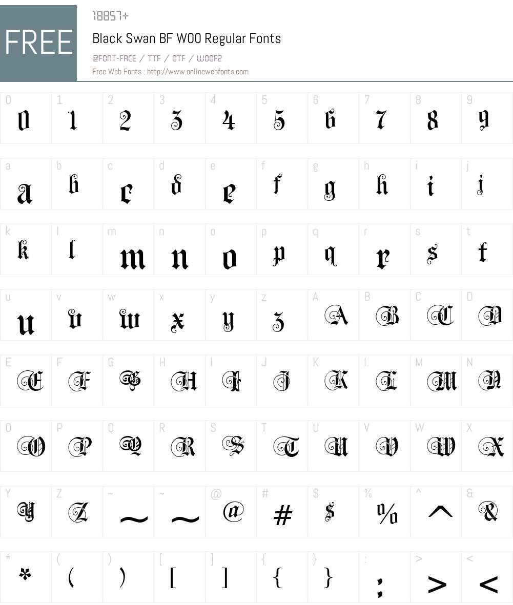 BlackSwanBFW00-Regular Font Screenshots
