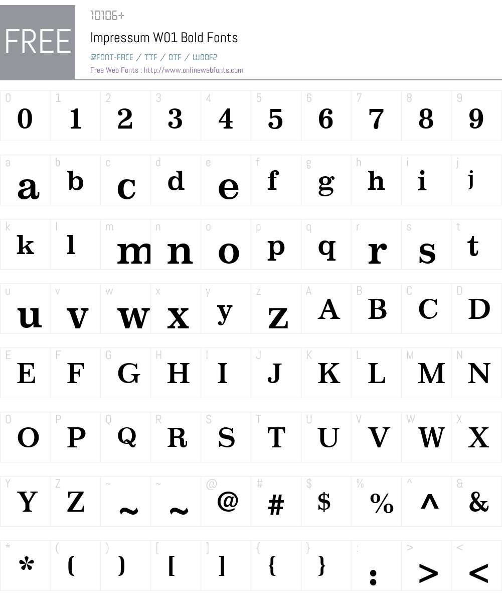 ImpressumW01-Bold Font Screenshots
