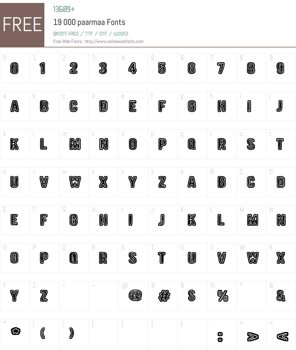 19 000 paarmaa Font Screenshots