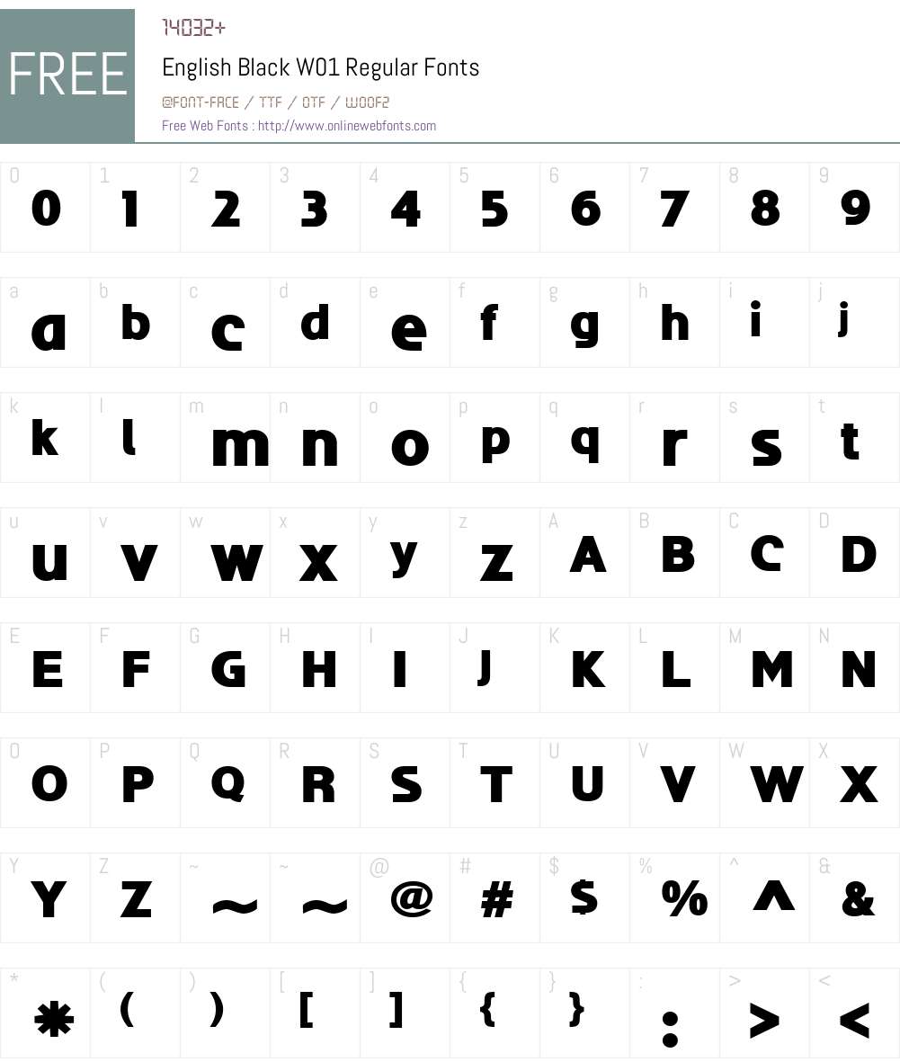English Black Font Screenshots