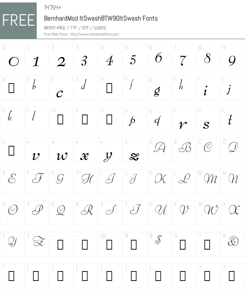 BernhardModItSwashBTW90-ItSwash Font Screenshots