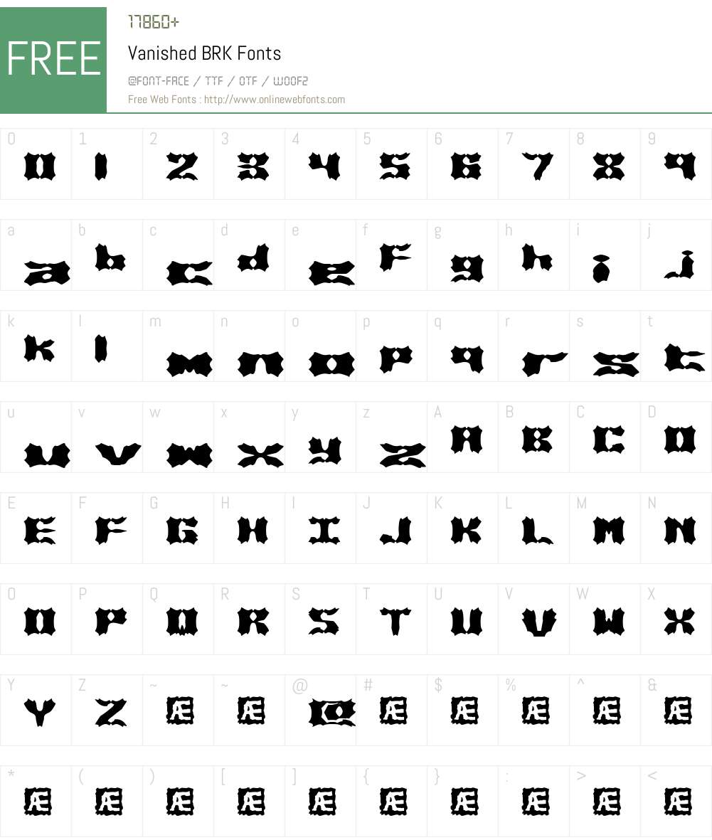 Vanished BRK Font Screenshots