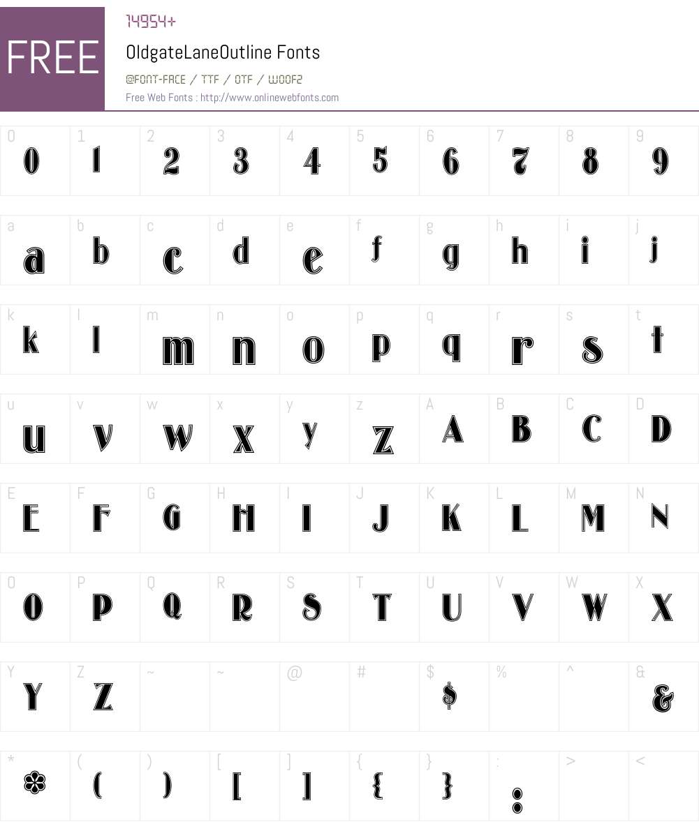 OldgateLaneOutline Font Screenshots