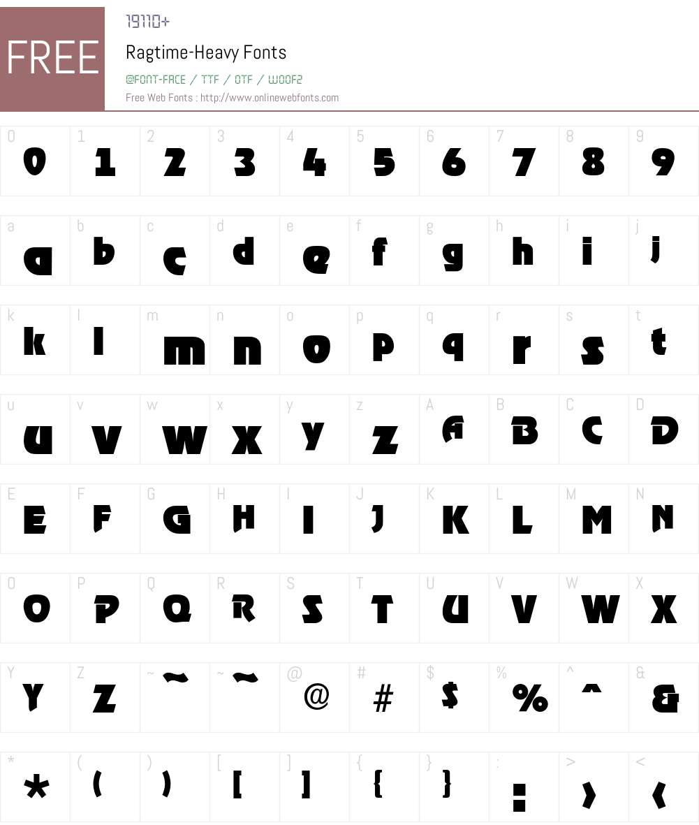 Ragtime-Heavy Font Screenshots
