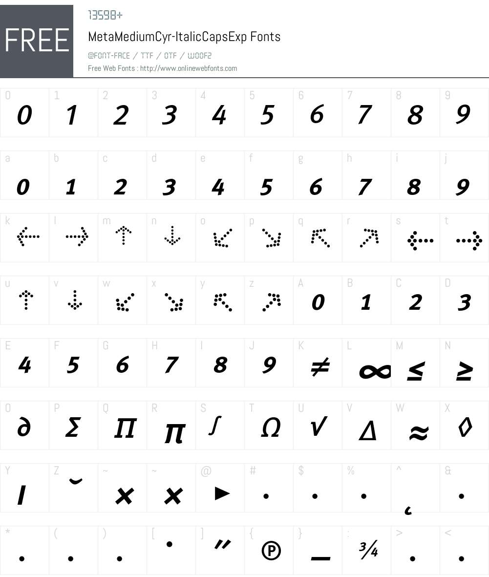 MetaMediumCyr-ItalicCapsExp Font Screenshots