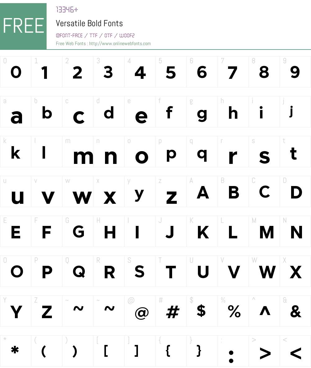 Versatile-Bold Font Screenshots