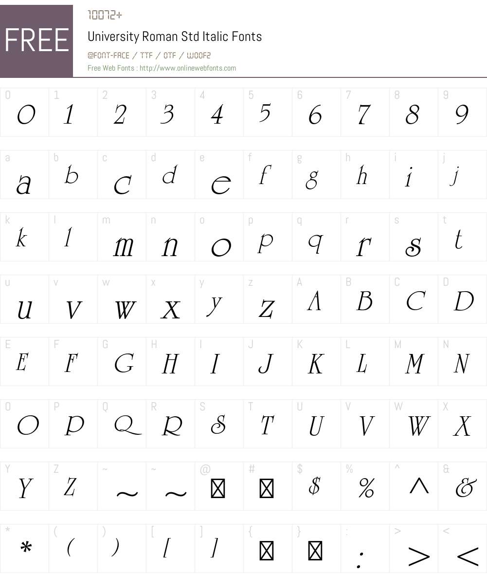 University Roman Std Font Screenshots