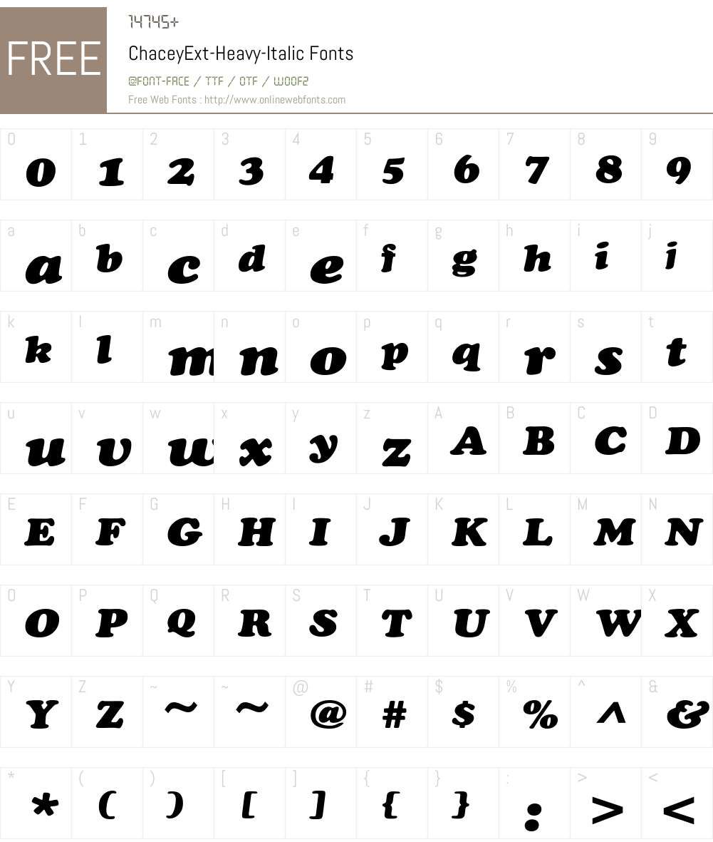 ChaceyExt-Heavy-Italic Font Screenshots