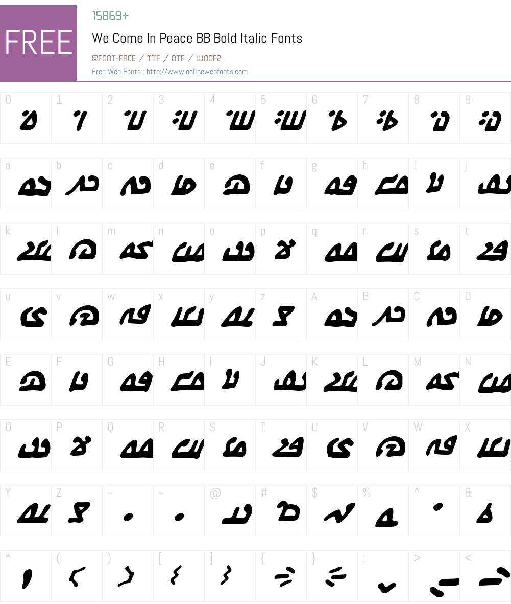 We Come In Peace BB Font Screenshots