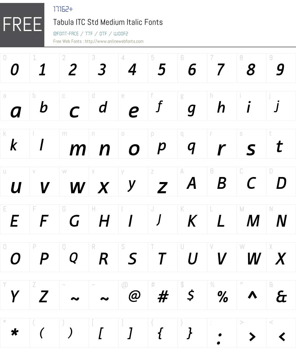 Tabula ITC Std Font Screenshots