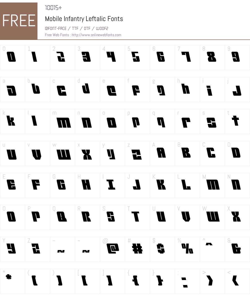 Mobile Infantry Leftalic Font Screenshots