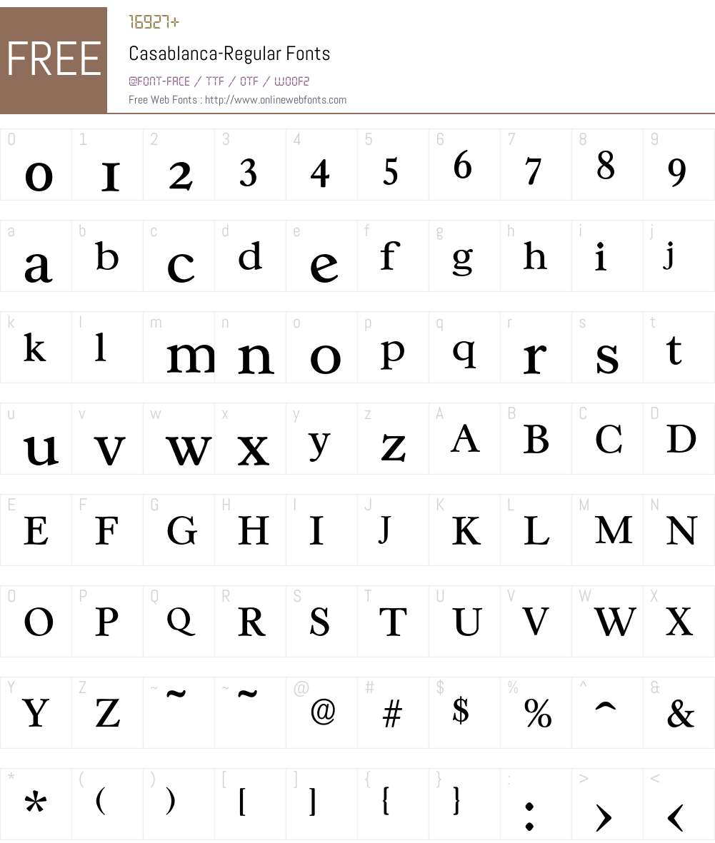 Casablanca-Regular Font Screenshots
