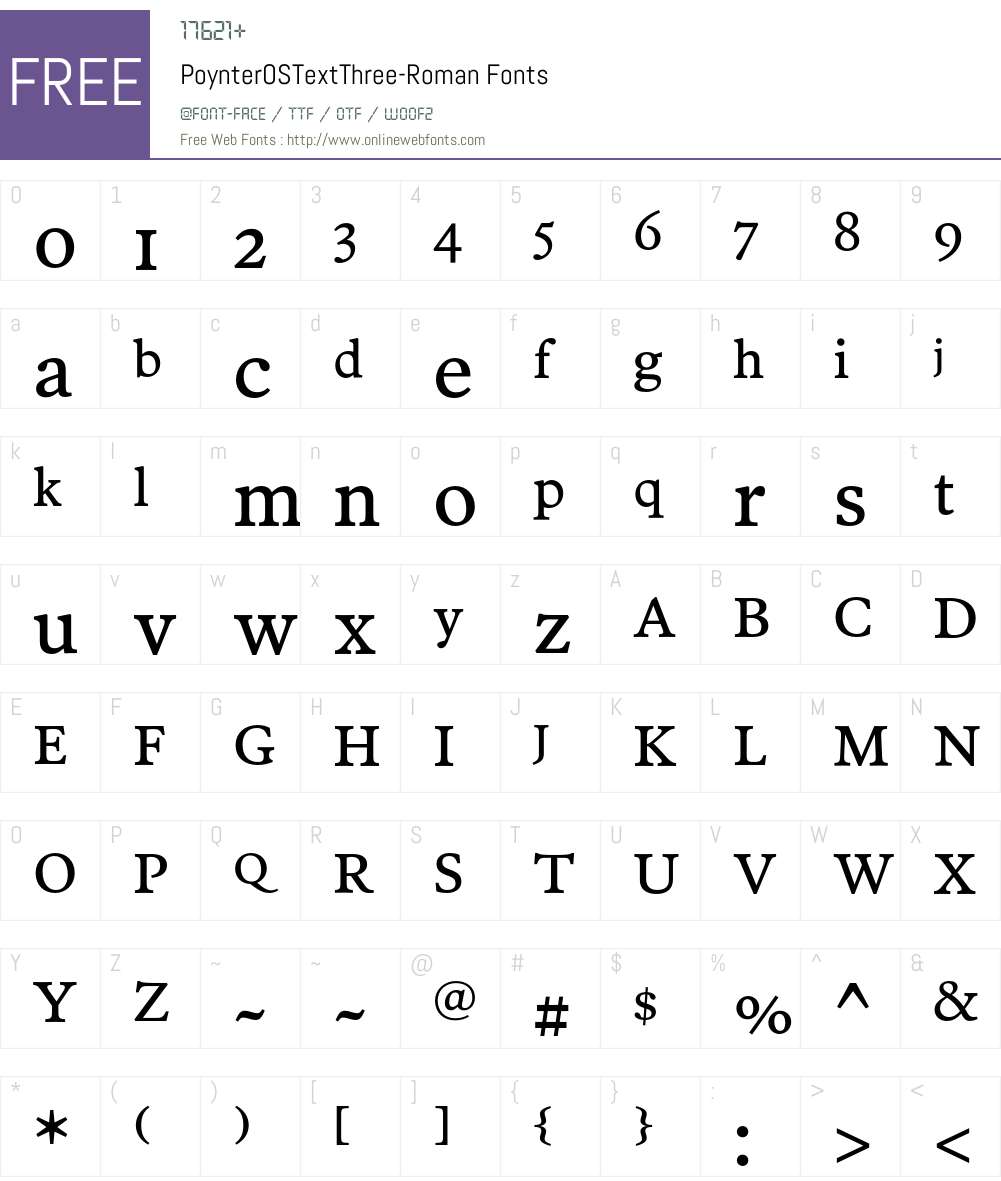 PoynterOSTextThree Font Screenshots