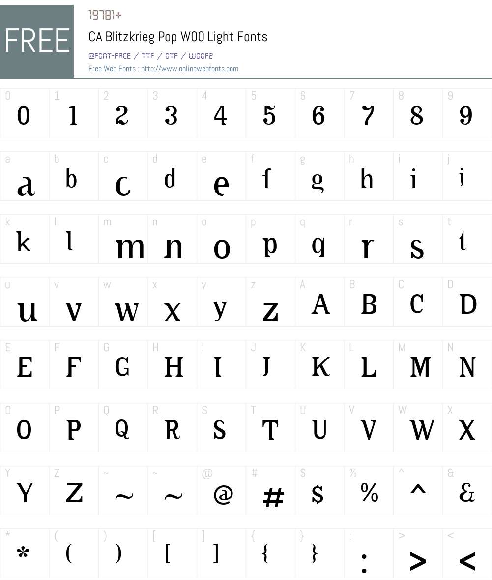 CABlitzkriegPopW00-Light Font Screenshots