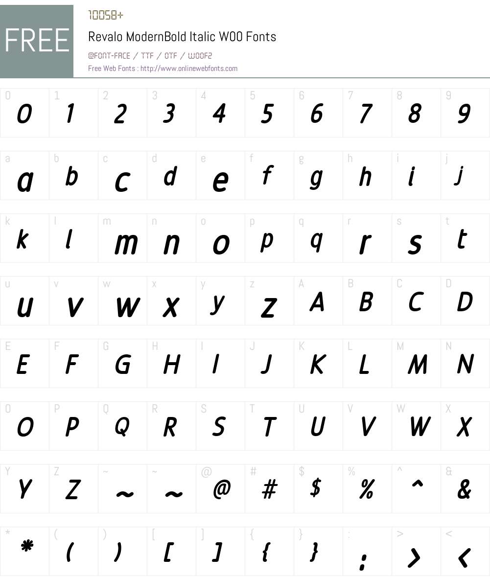 Revalo ModernBold Italic Font Screenshots