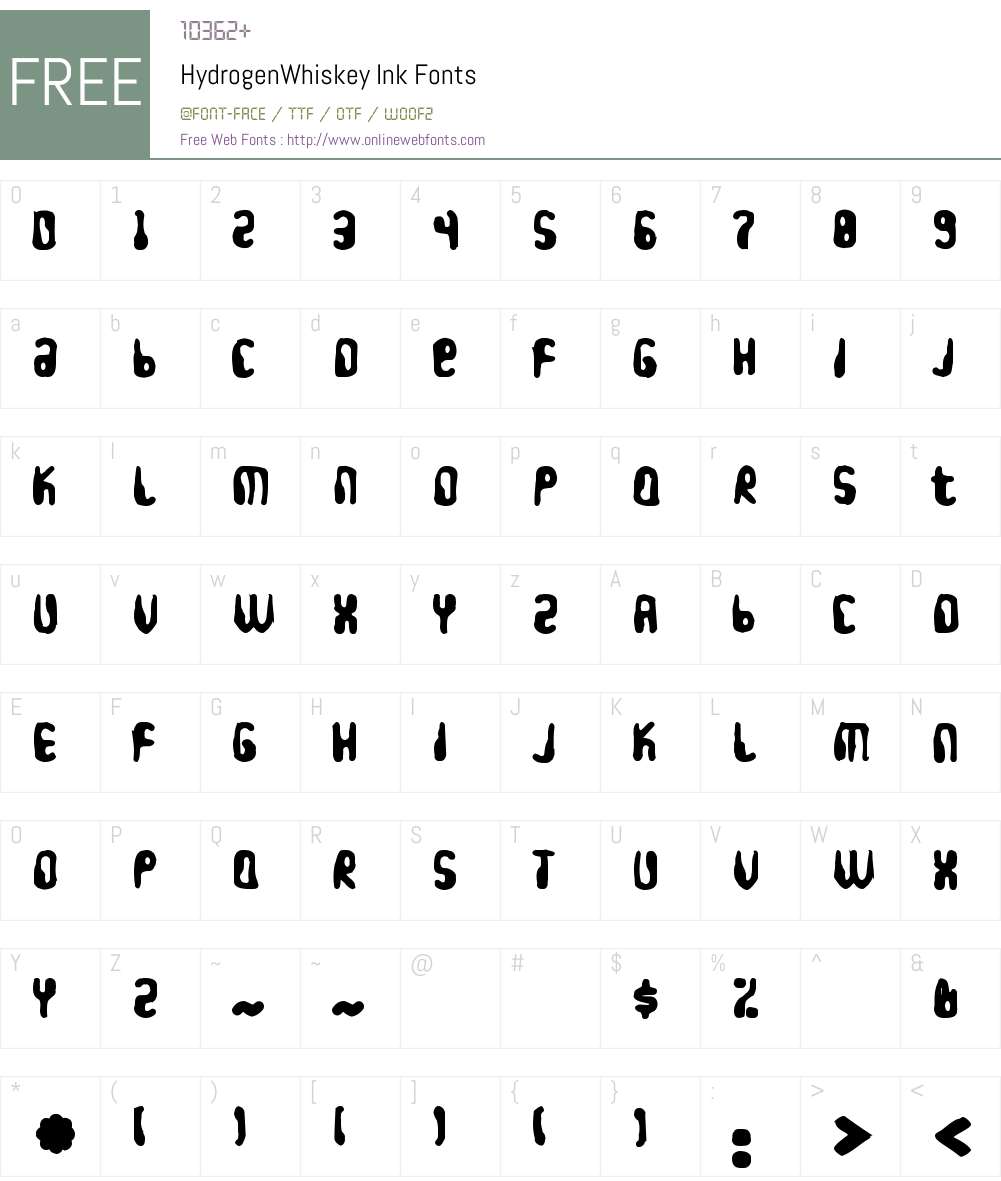 HydrogenWhiskey Ink Font Screenshots