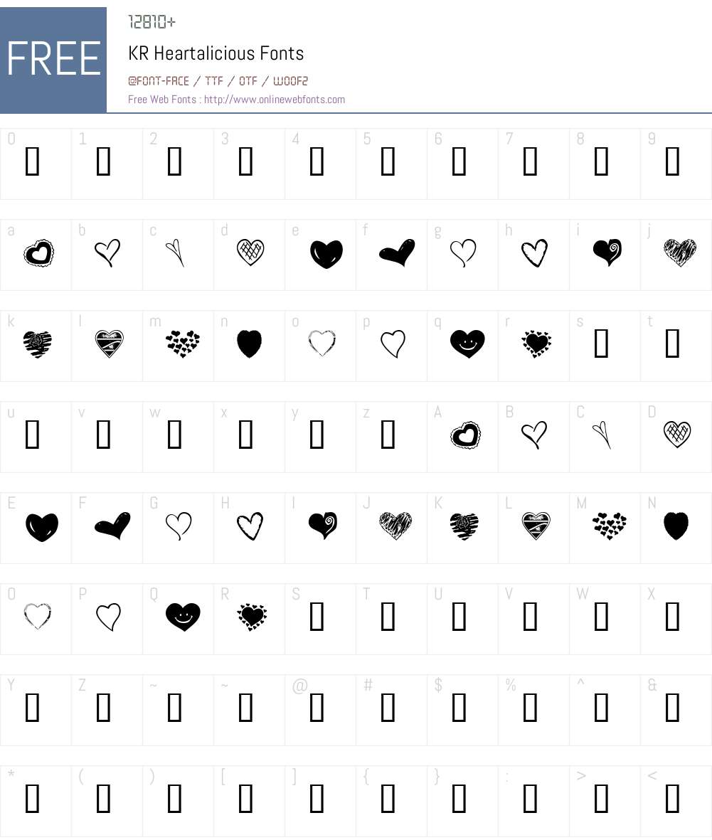 KR Heartalicious Font Screenshots