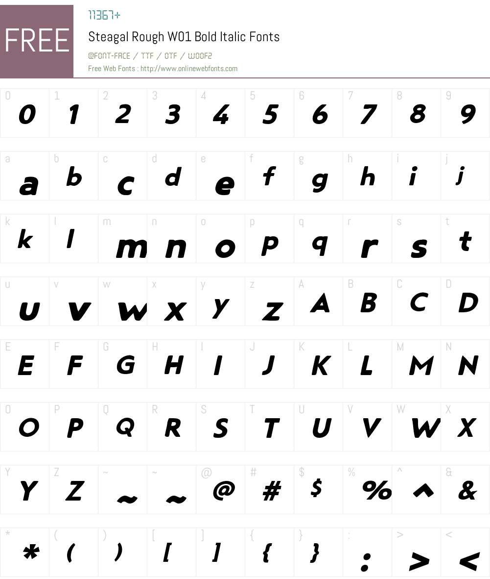 SteagalRoughW01-BoldItalic Font Screenshots