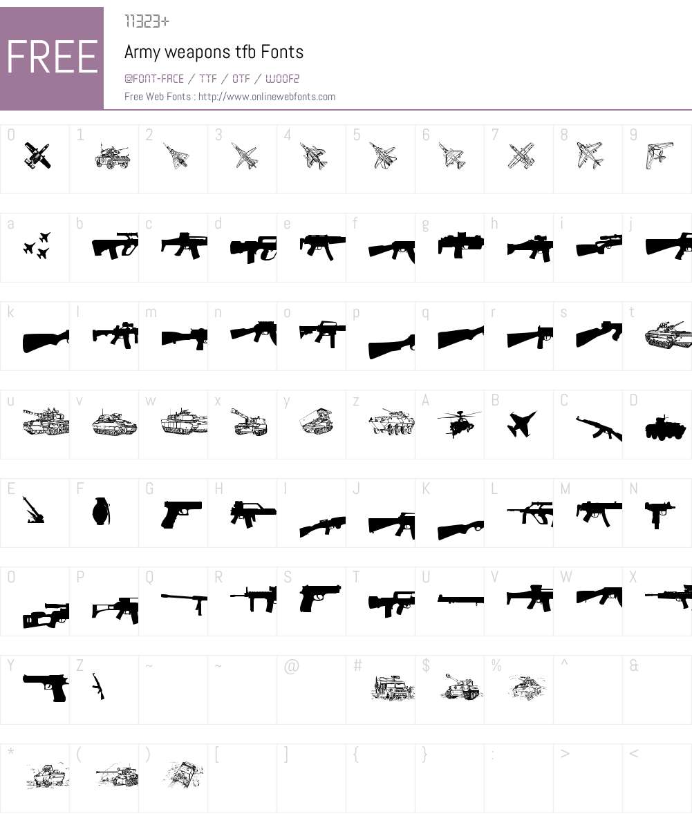 Army weapons tfb Font Screenshots