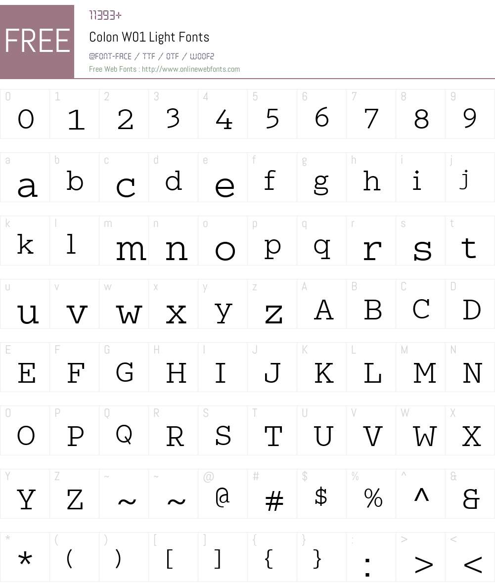 ColonW01-Light Font Screenshots