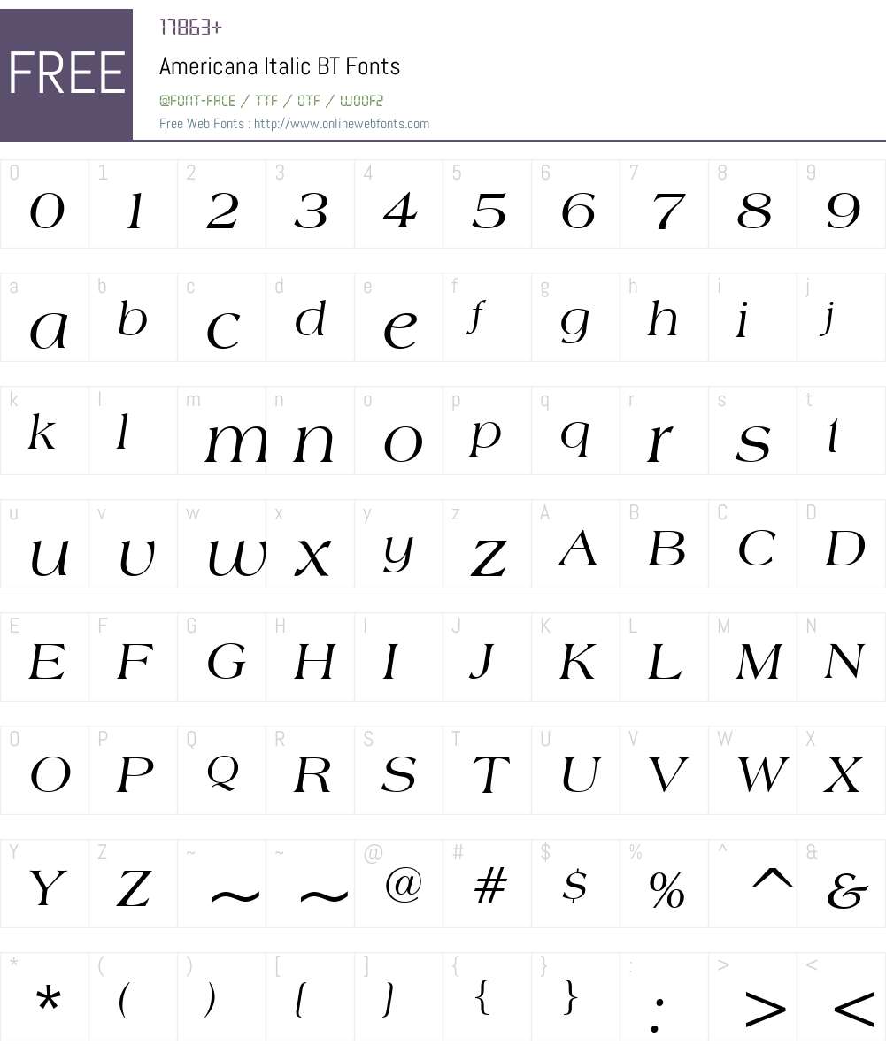 Americana Font Screenshots