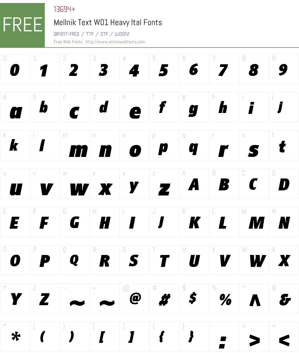 MellnikTextW01-HeavyItal Font Screenshots