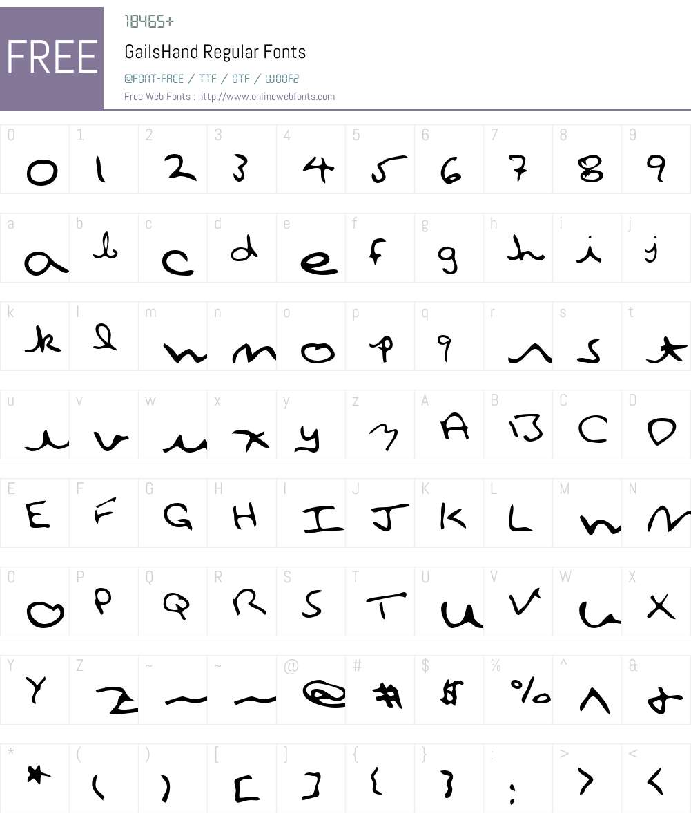 GailsHand Font Screenshots
