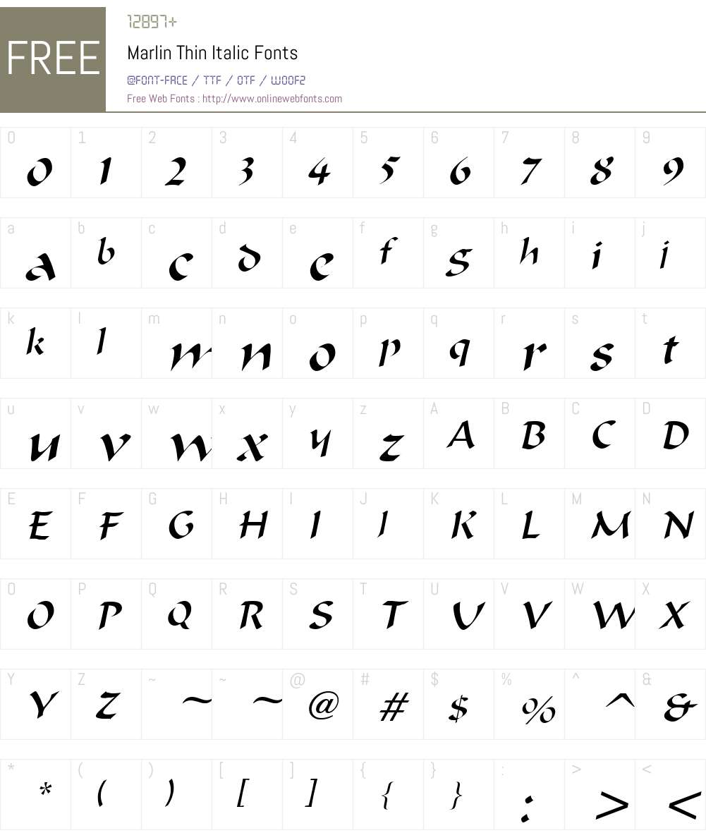 Marlin Thin Font Screenshots