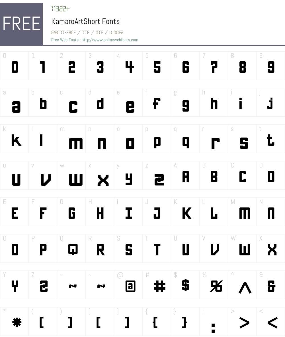 KamaroW00-ArtShort Font Screenshots