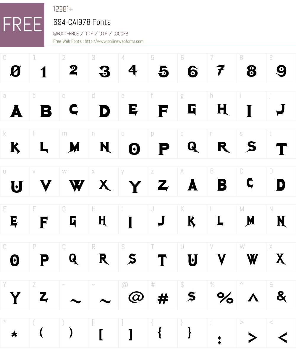 694-CAI978 Font Screenshots