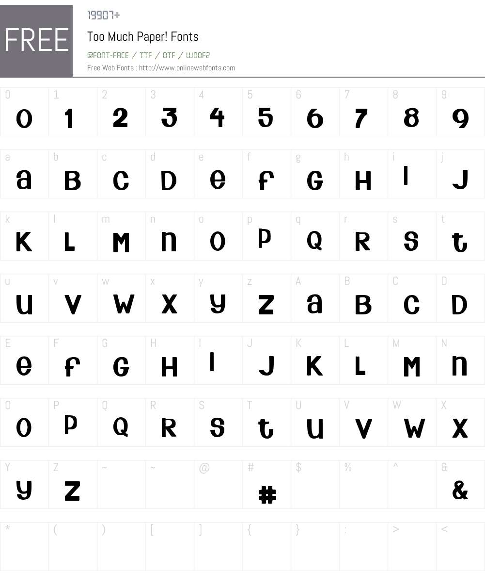 Too Much Paper! Font Screenshots