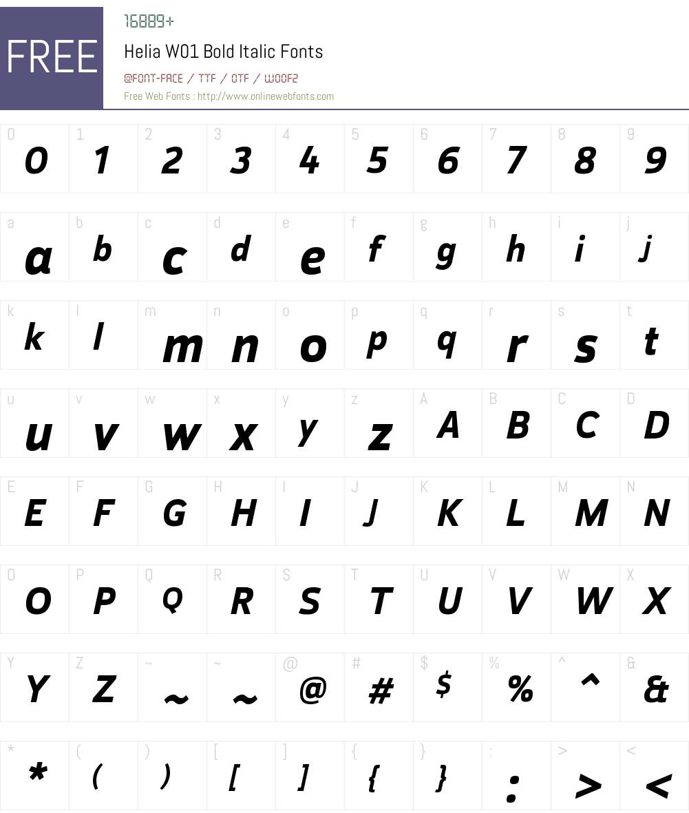 HeliaW01-BoldItalic Font Screenshots