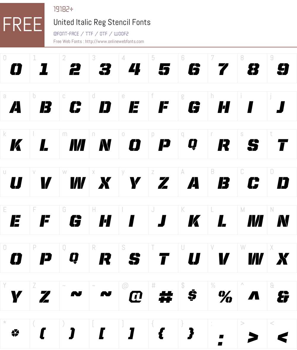 United Italic Reg Font Screenshots